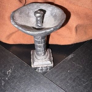 Vintage Pewter solid  birdbath figurine